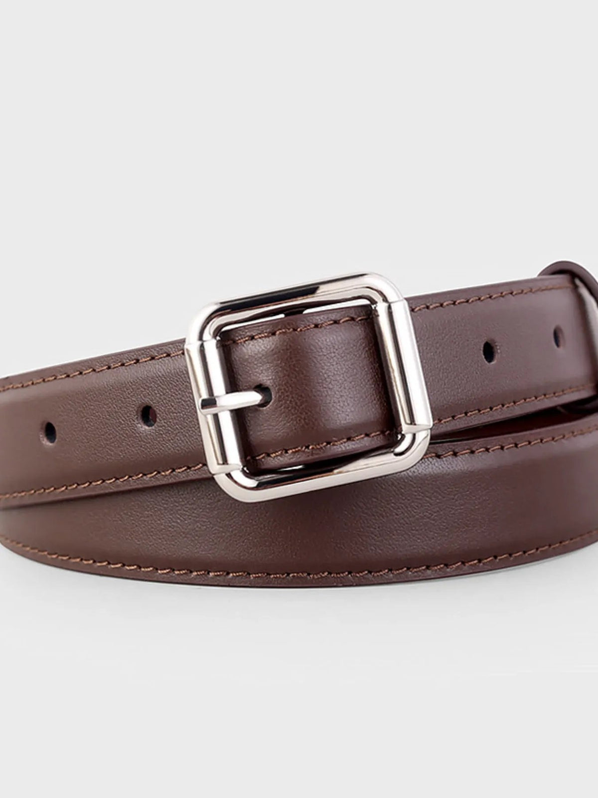 Square Buckle Leather Belt by Trendsi