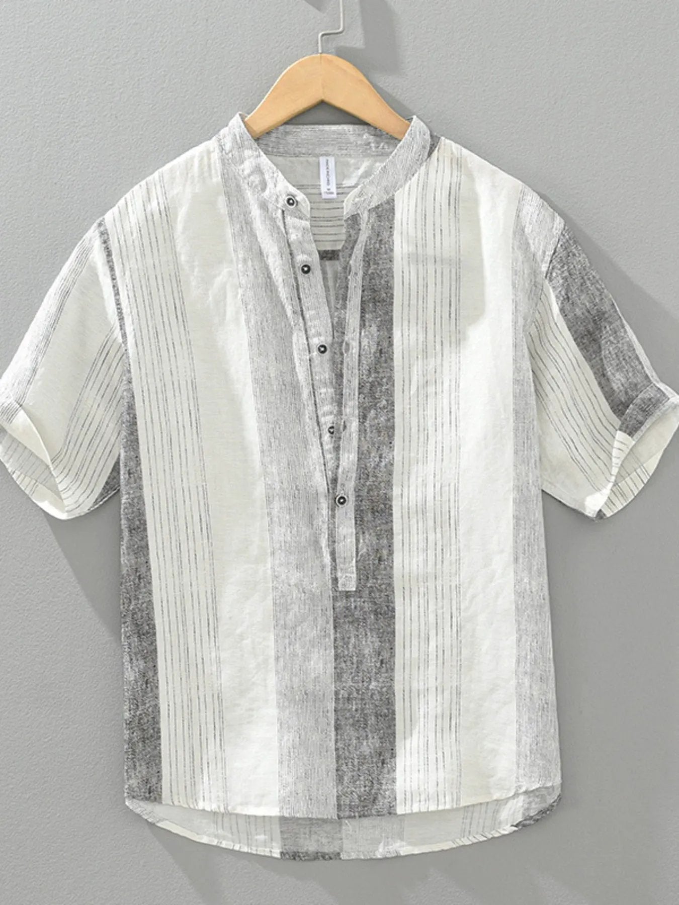 Men's Plus Size Casual Color Block Short Sleeve Shirt by Trendsi
