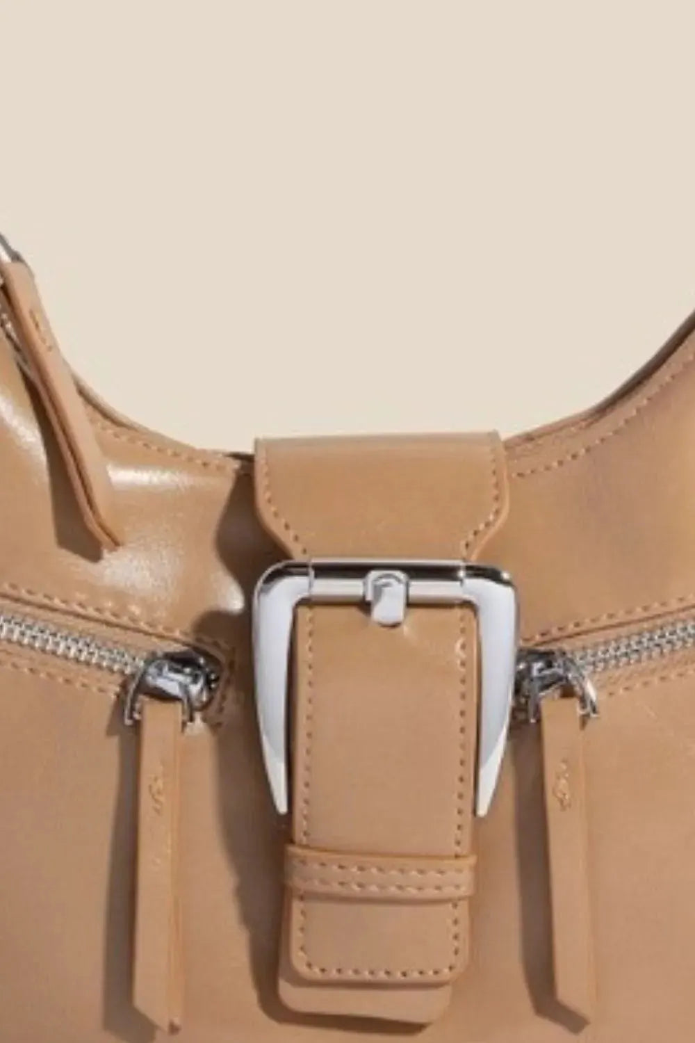 Fame Large Buckle Triple Zipper Hand Bag by Fame