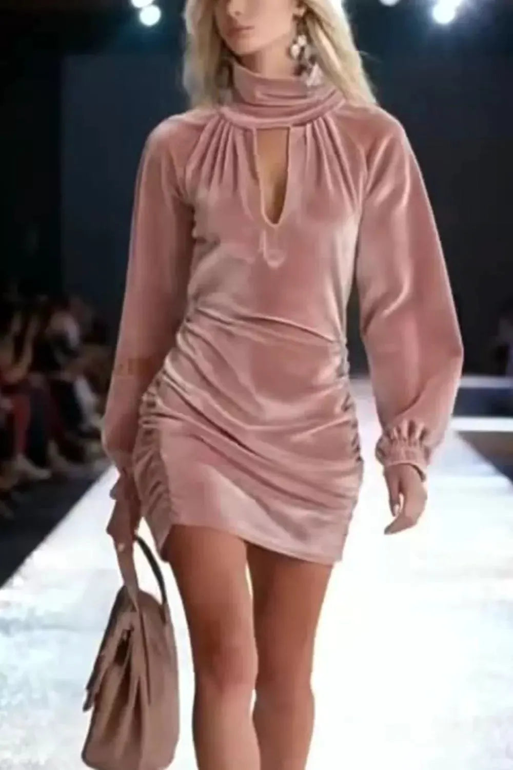 Elegant Velvet Ruched Mini Dress by Partner Label