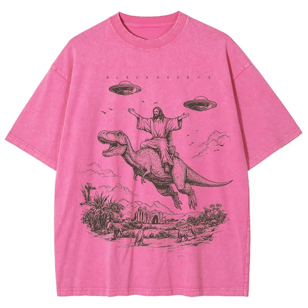 Vintage Cartoon Dinosaur Graphic T-Shirt Washed Oversized Streetwear Tee by Vimost Shop