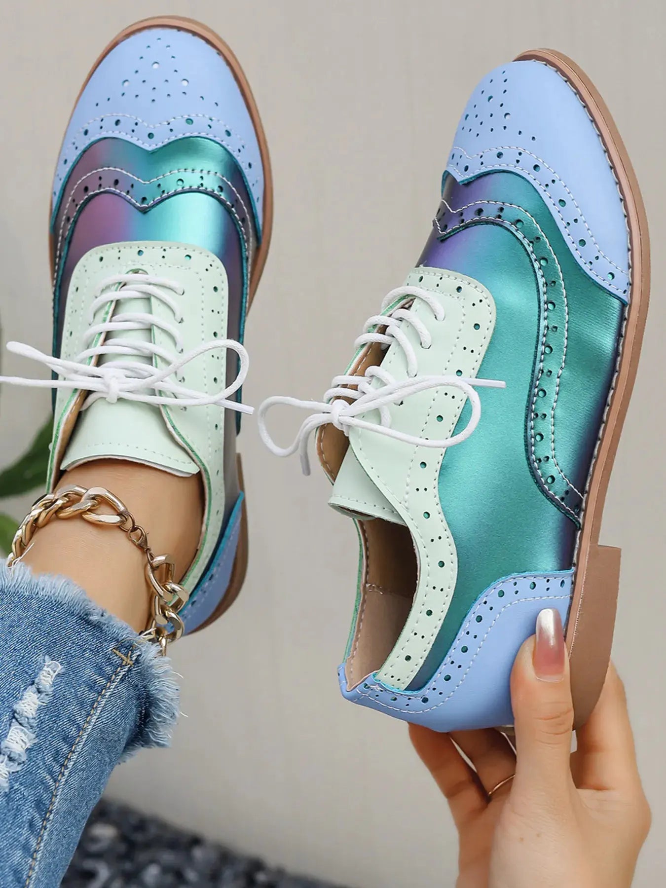 Round Toe Flats Color Block Loafers by Partner Label