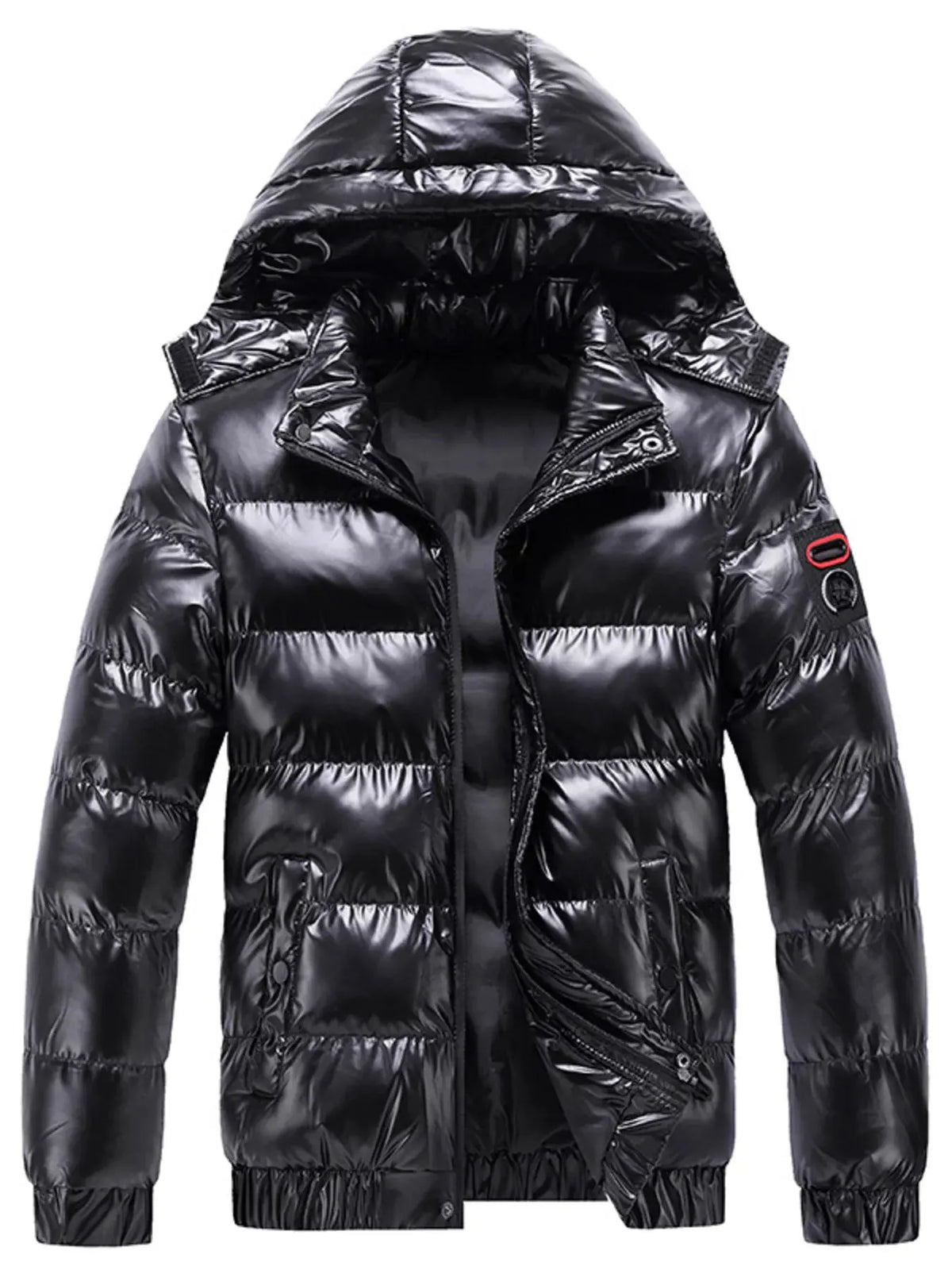 Men's Plus Size Zip Up Hooded Puffer Jacket by Partner Label