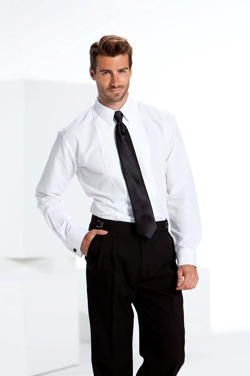 "Gianni" White Laydown Tuxedo Shirt by Tux-USA