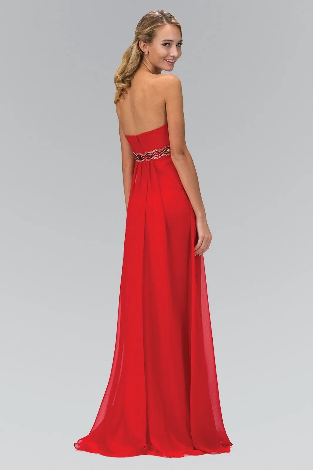 Spaghetti Straps Floor Length Dress Accented with Jewel by Tux-USA