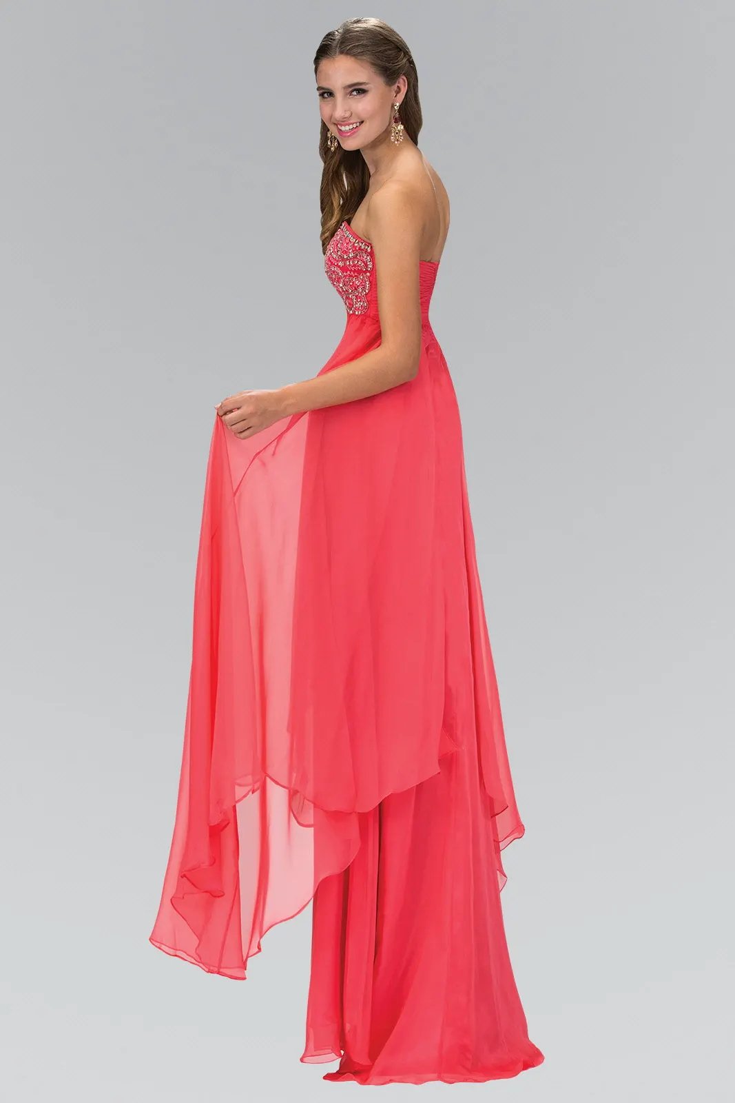 Empire Strapless Sweetheart Chiffon Floor Length Dress with Beaded Bodice by Tux-USA