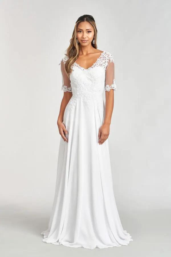 Rhinestone and Embroidery Embellished Chiffon Long Dress by Tux-USA