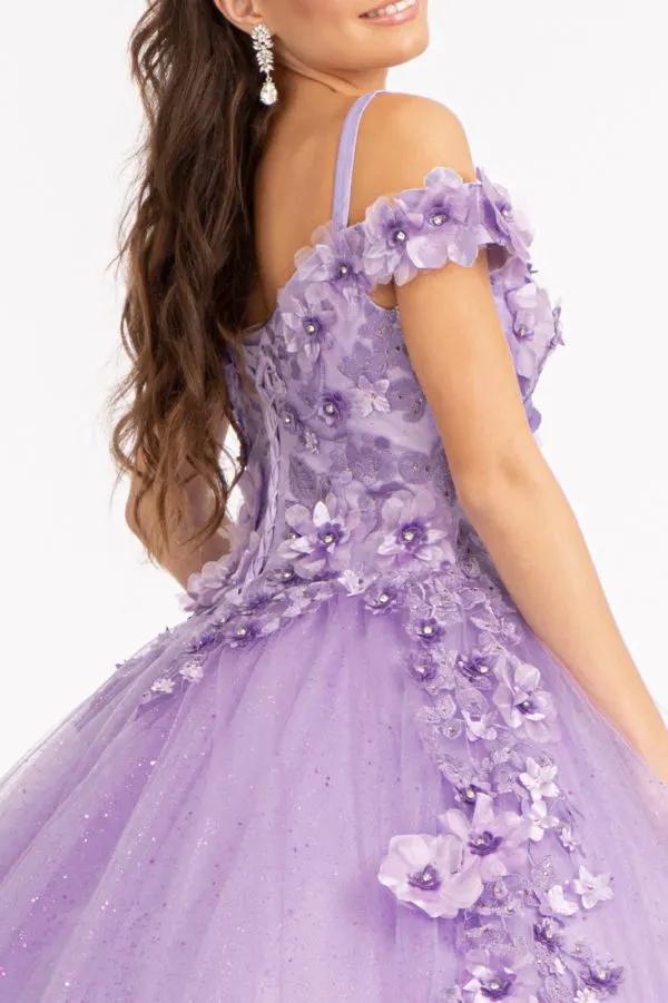 Embroidery and 3D Floral Applique Embellished Sweetheart Quinceanera Dress by Tux-USA