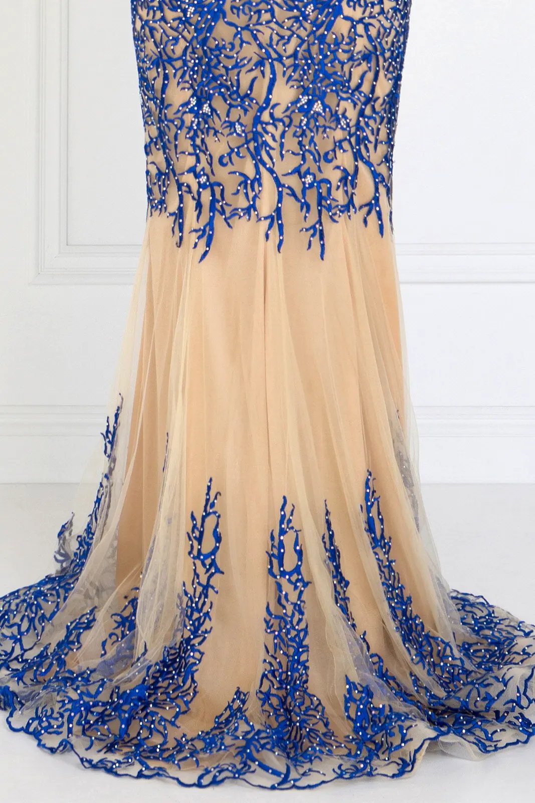 Strapless Lace Mesh Long Dress with Sweetheart Neckline by Tux-USA