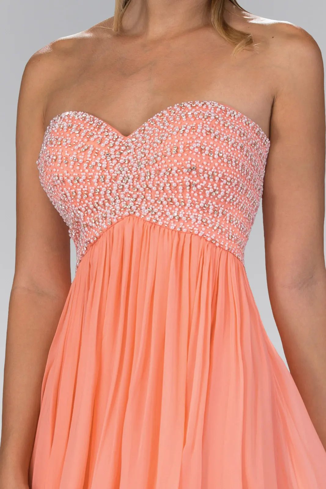 Beaded Bodice Strapless Floor Length Prom Dress by Tux-USA