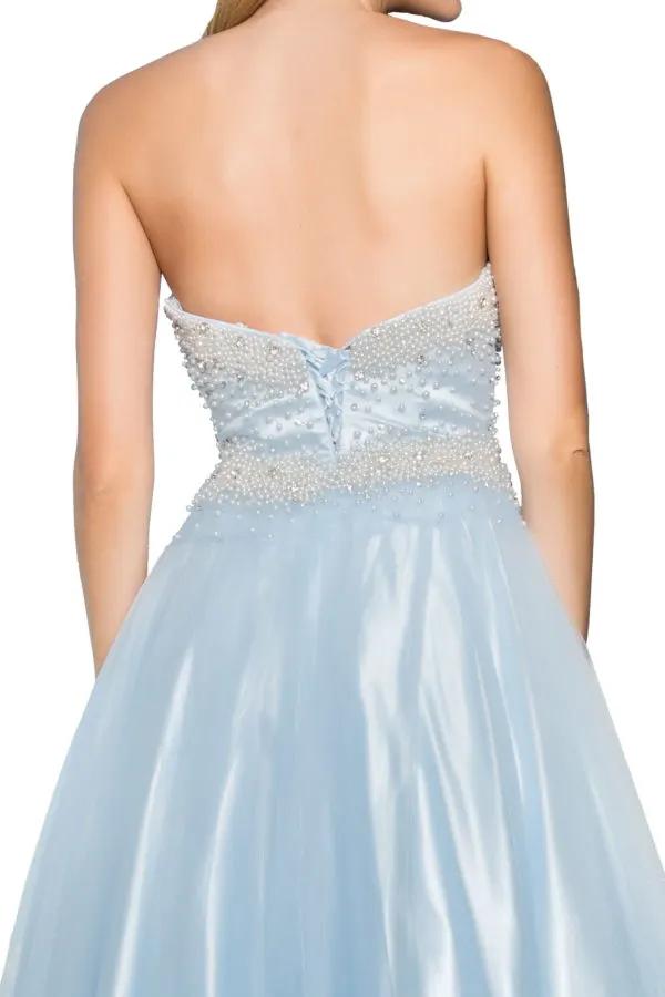 Strapless Sweetheart A-Line Tulle Long Dress with Bead and Pearl Embellished Bodice by Tux-USA