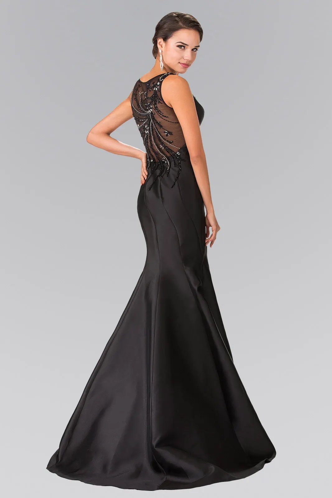 Trumpet Style Mikado Long Dress Accented with Beads on Straps by Tux-USA