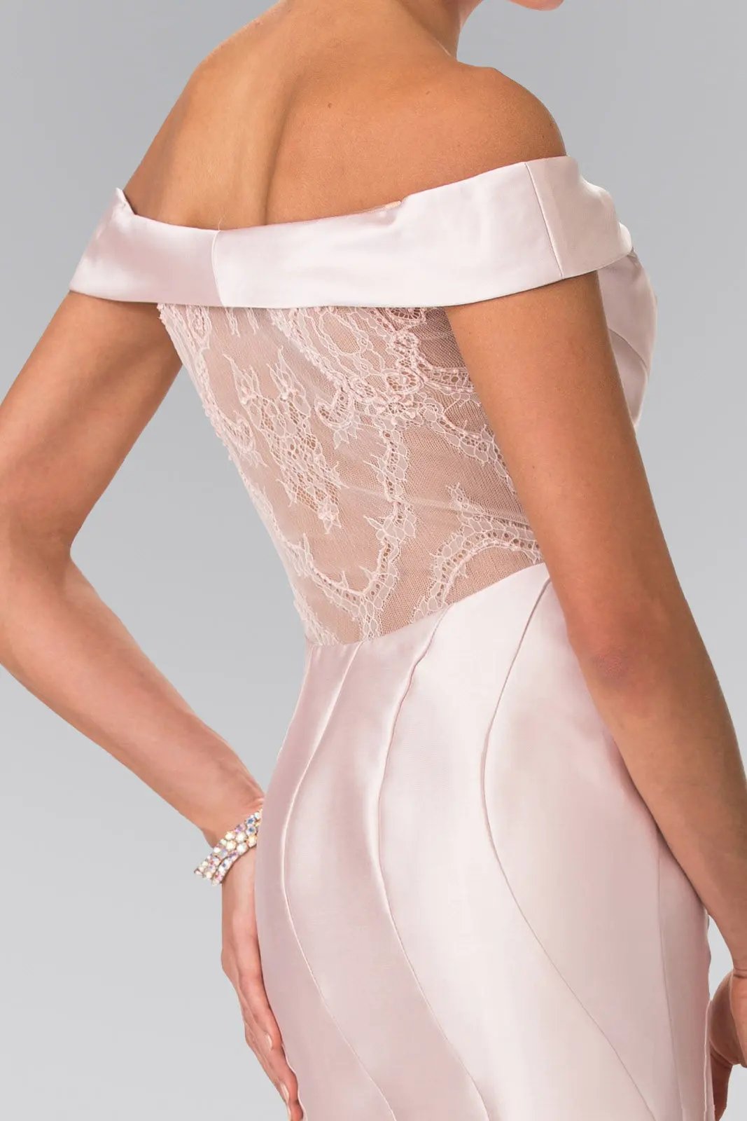 Lace Sheer Back Dress with Off-Shoulder by Tux-USA