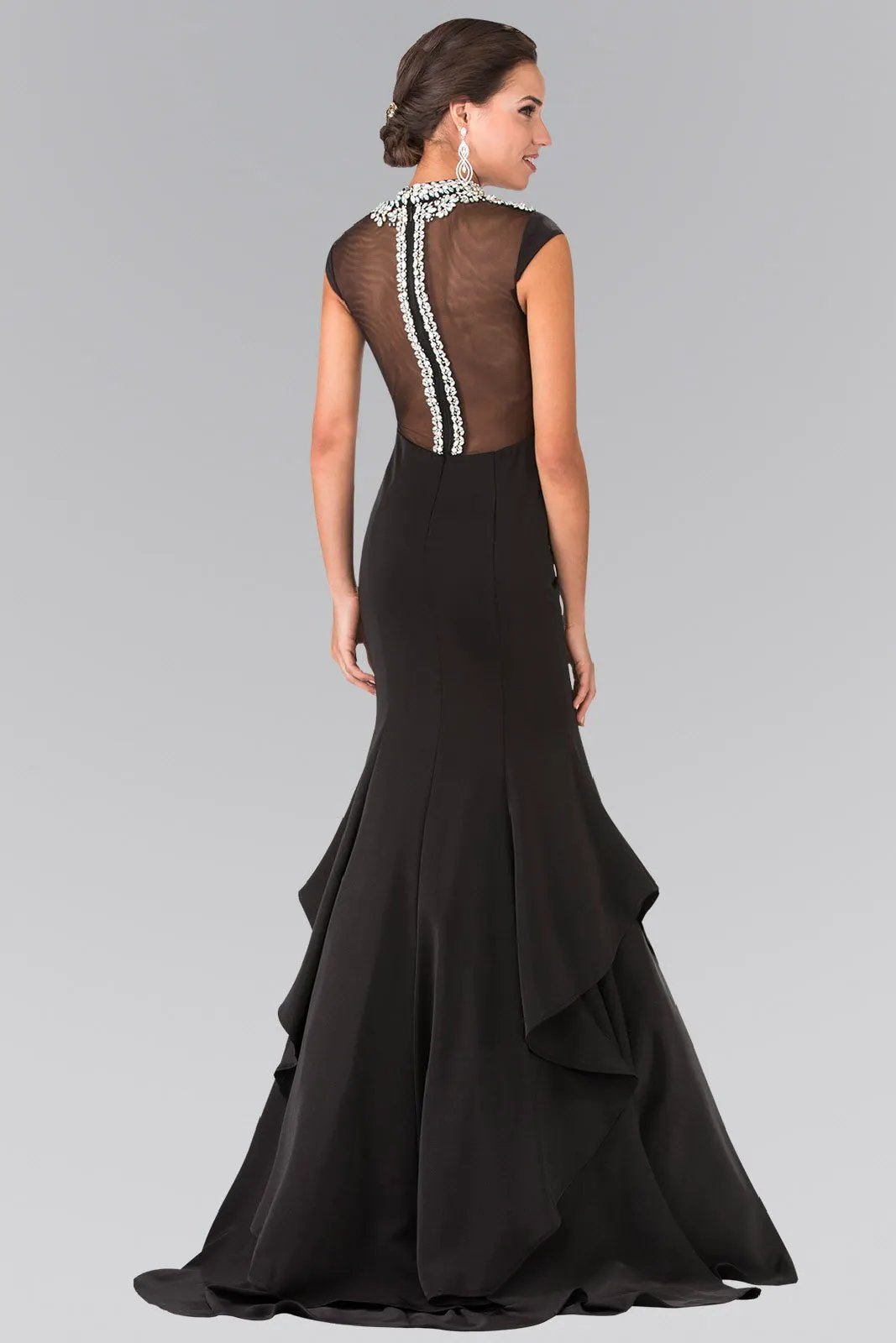 Illusion Sweetheart Mermaid Line Dress Accented with Stone Beaded Neck by Tux-USA