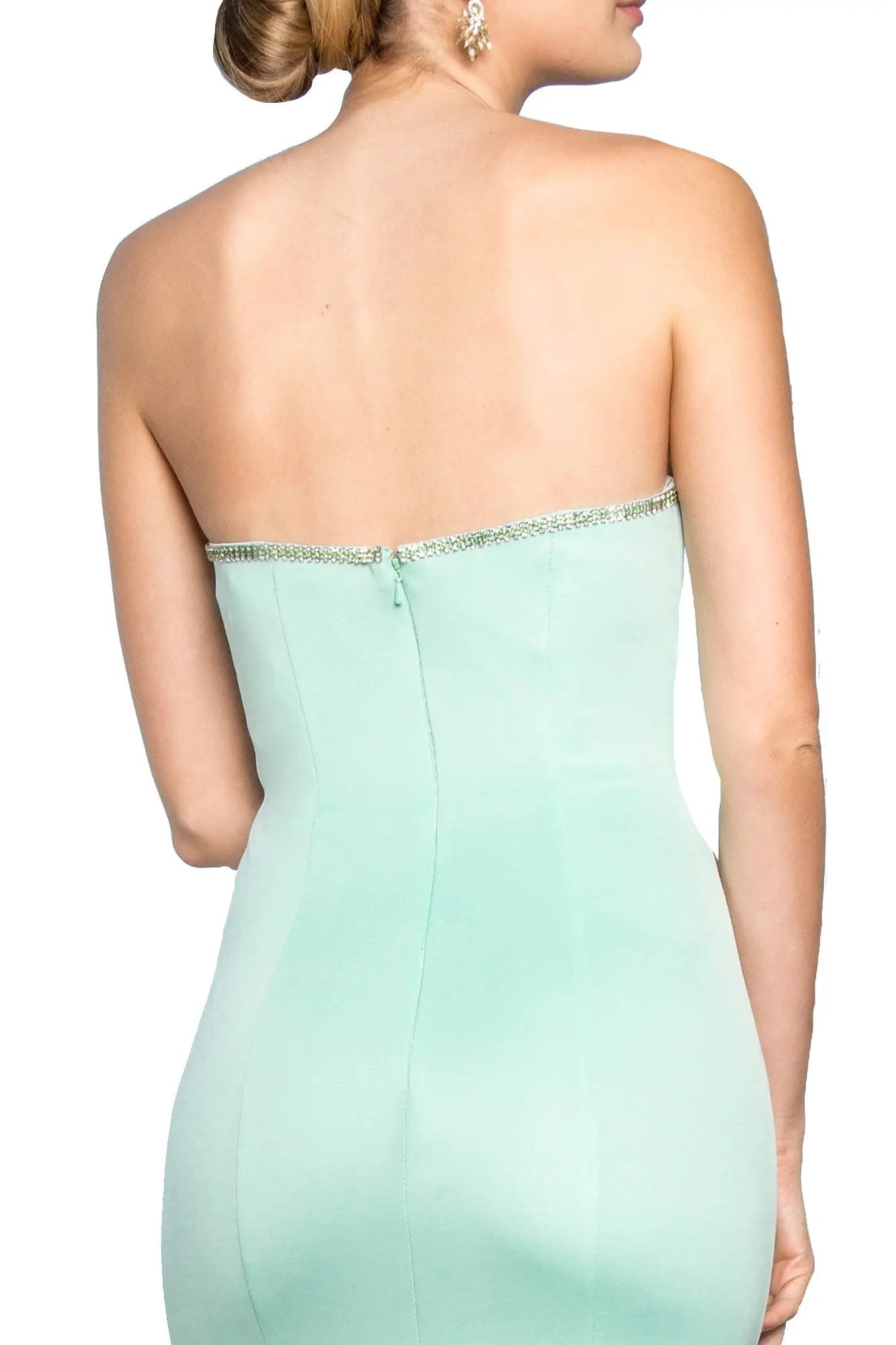 Strapless Long Dress with Beading Along The Top of The Bodice by Tux-USA