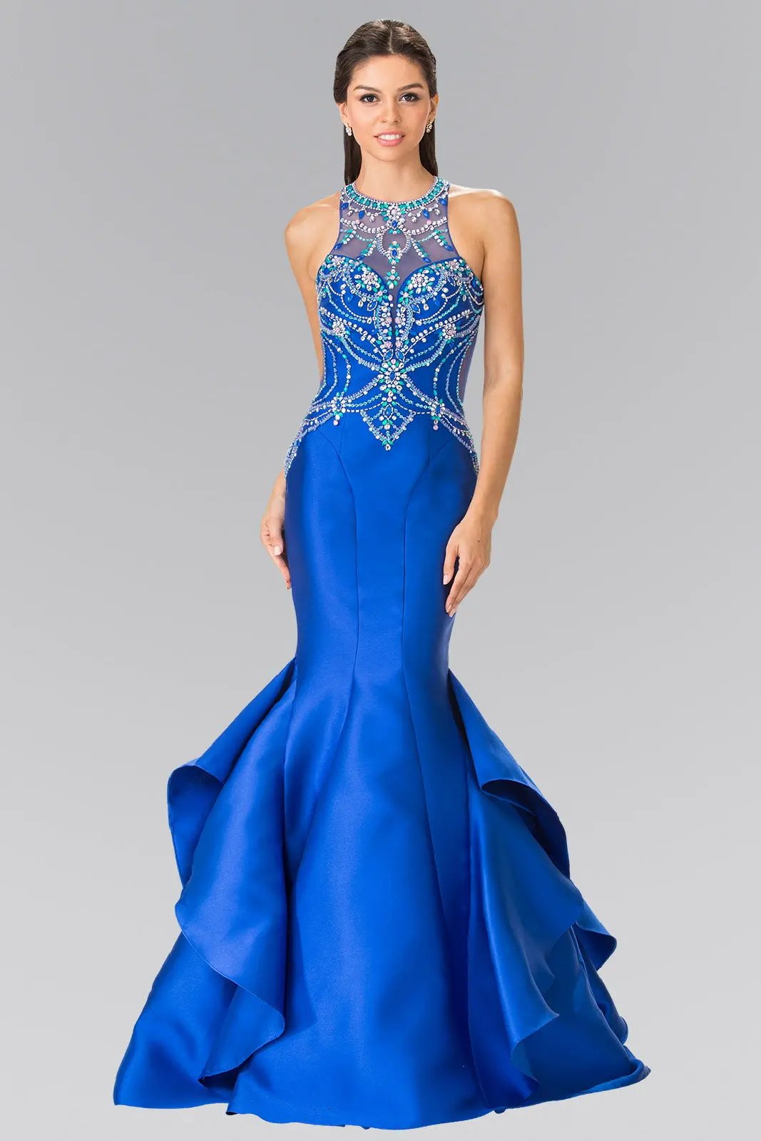 Beads Embellished Mermaid Long Dress with Cut-Out Back by Tux-USA