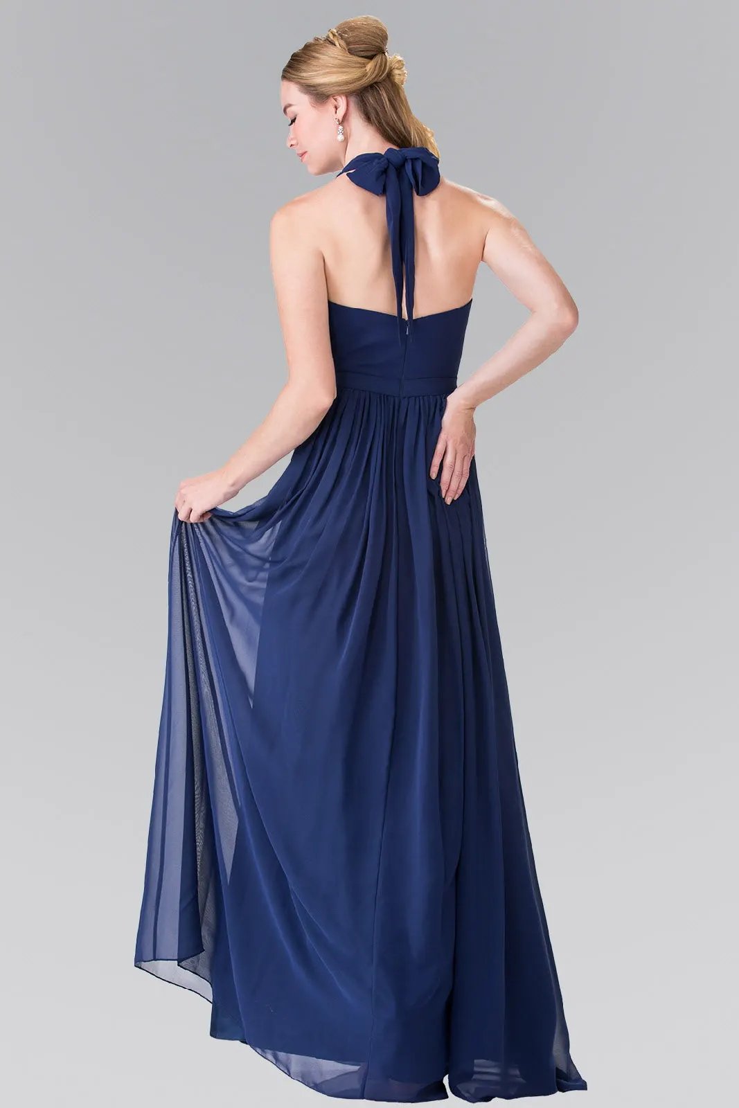 V-Neck Halter Chiffon Long Dress by Tux-USA
