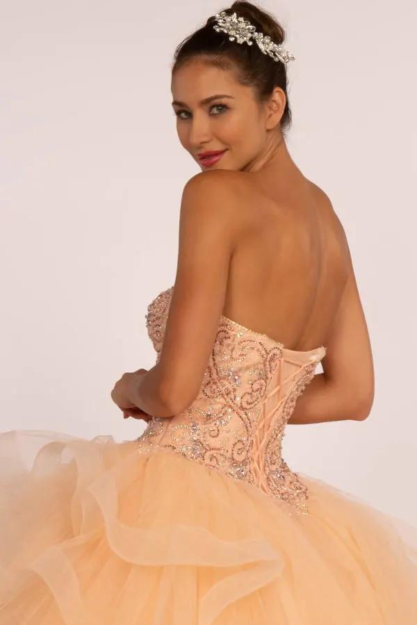 Quinceañera Dress Rhinestone Embellished Ball Gown Strapless by Tux-USA