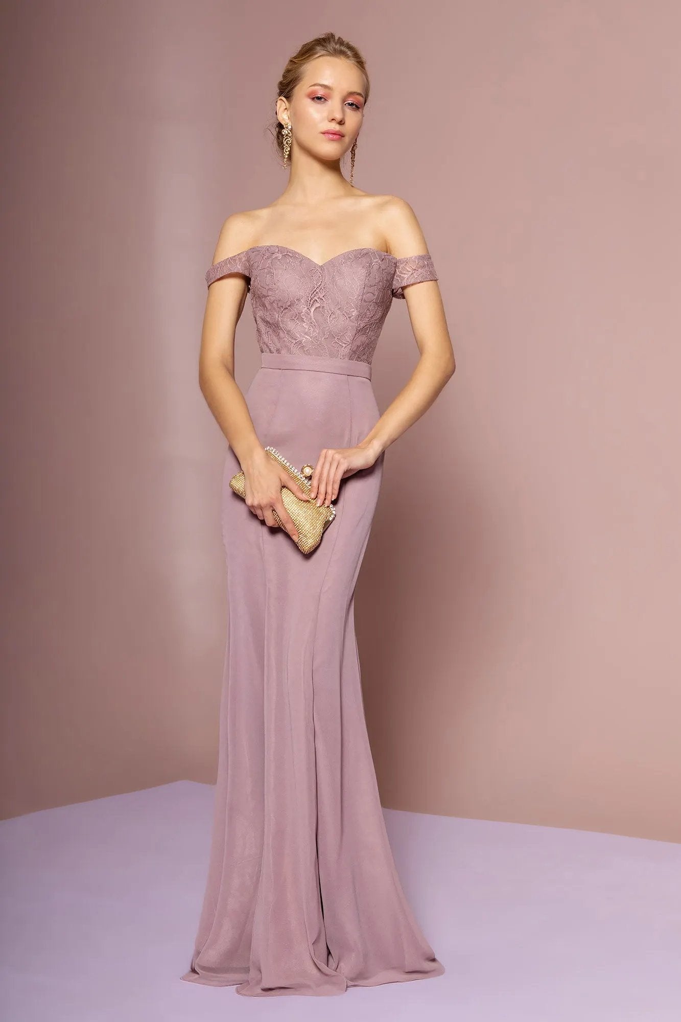 Lace Embellished Bodice Chiffon Mermaid Dress For Women Open Back Tux USA by Tux-USA