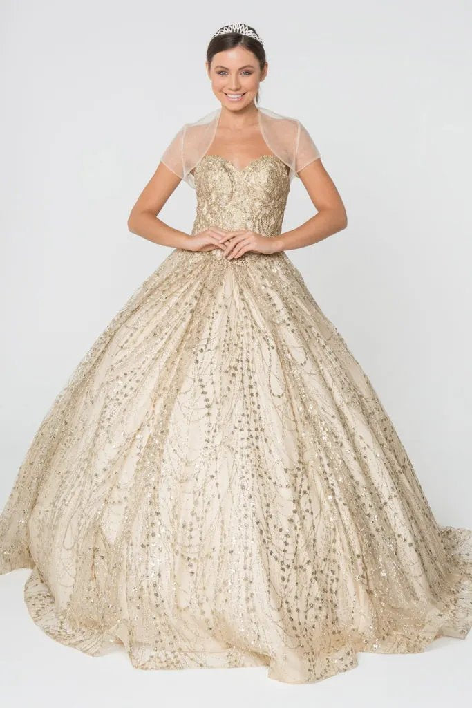 Glitter and Jewel Embellished Quinceanera Dress by Tux-USA