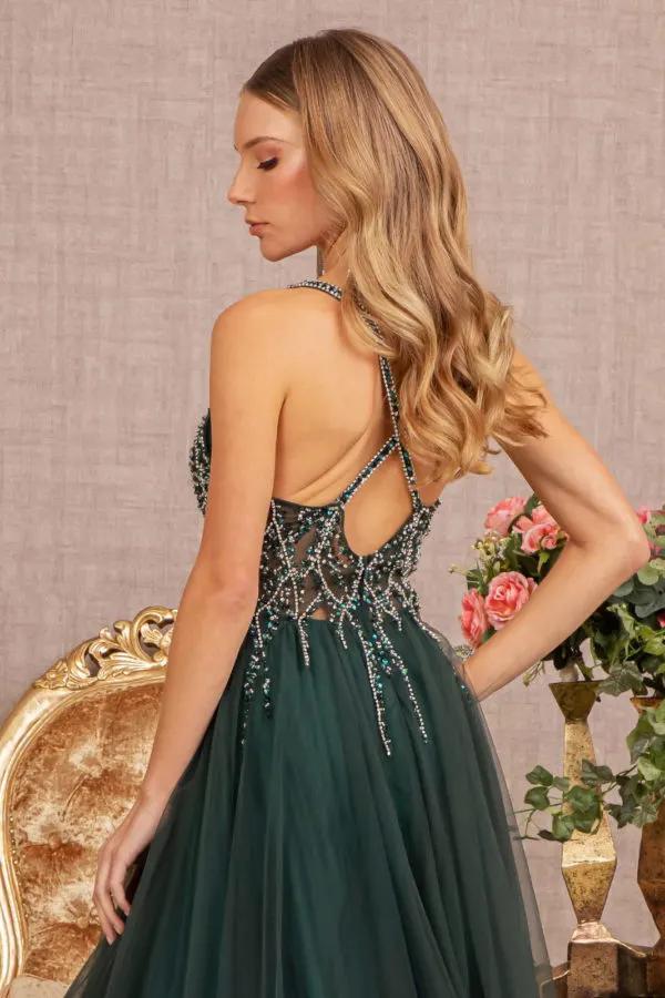 Dress Jewel Bead Illusion Sweetheart Bodice Mesh A-Line Evening by Tux-USA