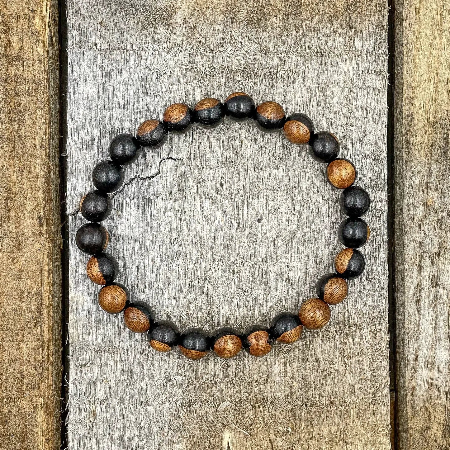 Union - Dual Black/Brown Sandalwood Mala Beaded Bracelet by Everwood Original