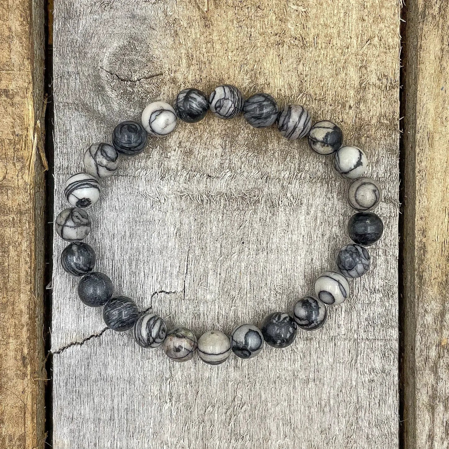 Union - Black Silk Stone Gemstone Beaded Bracelet by Everwood Original