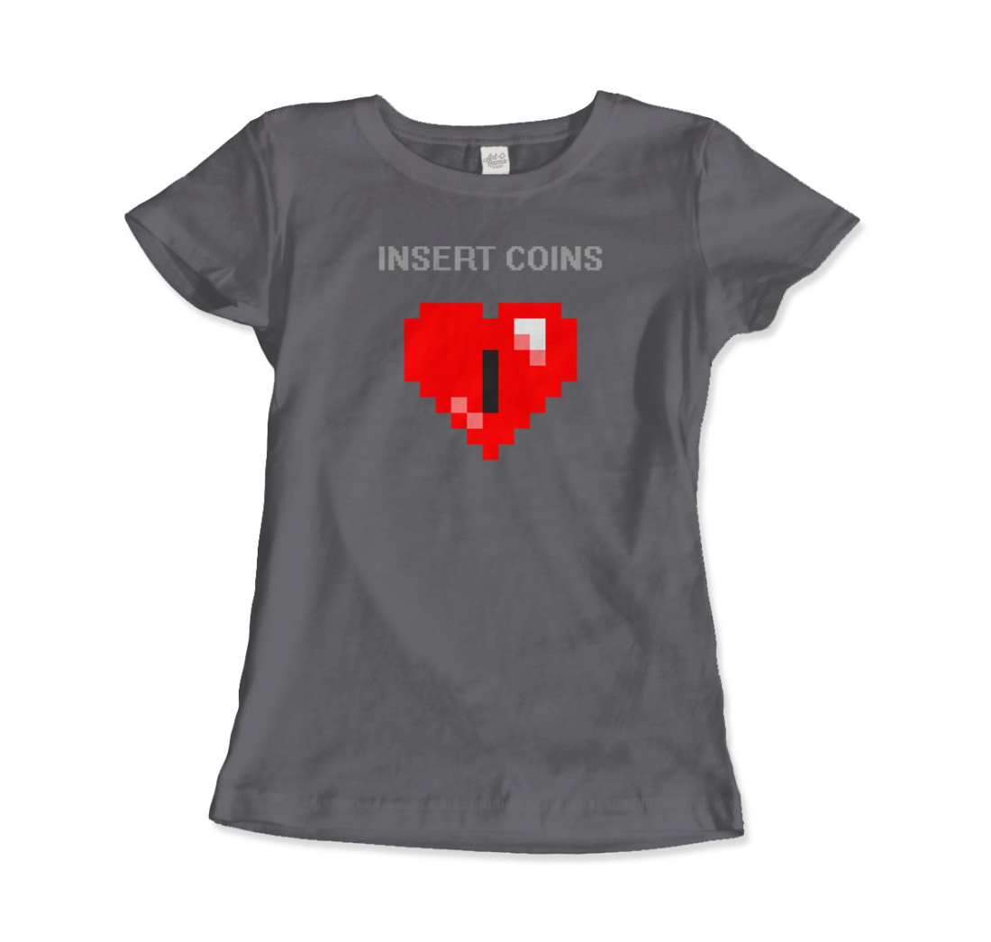 Insert Coins, 8-BIT Heart t-shirt by Art-O-Rama Shop