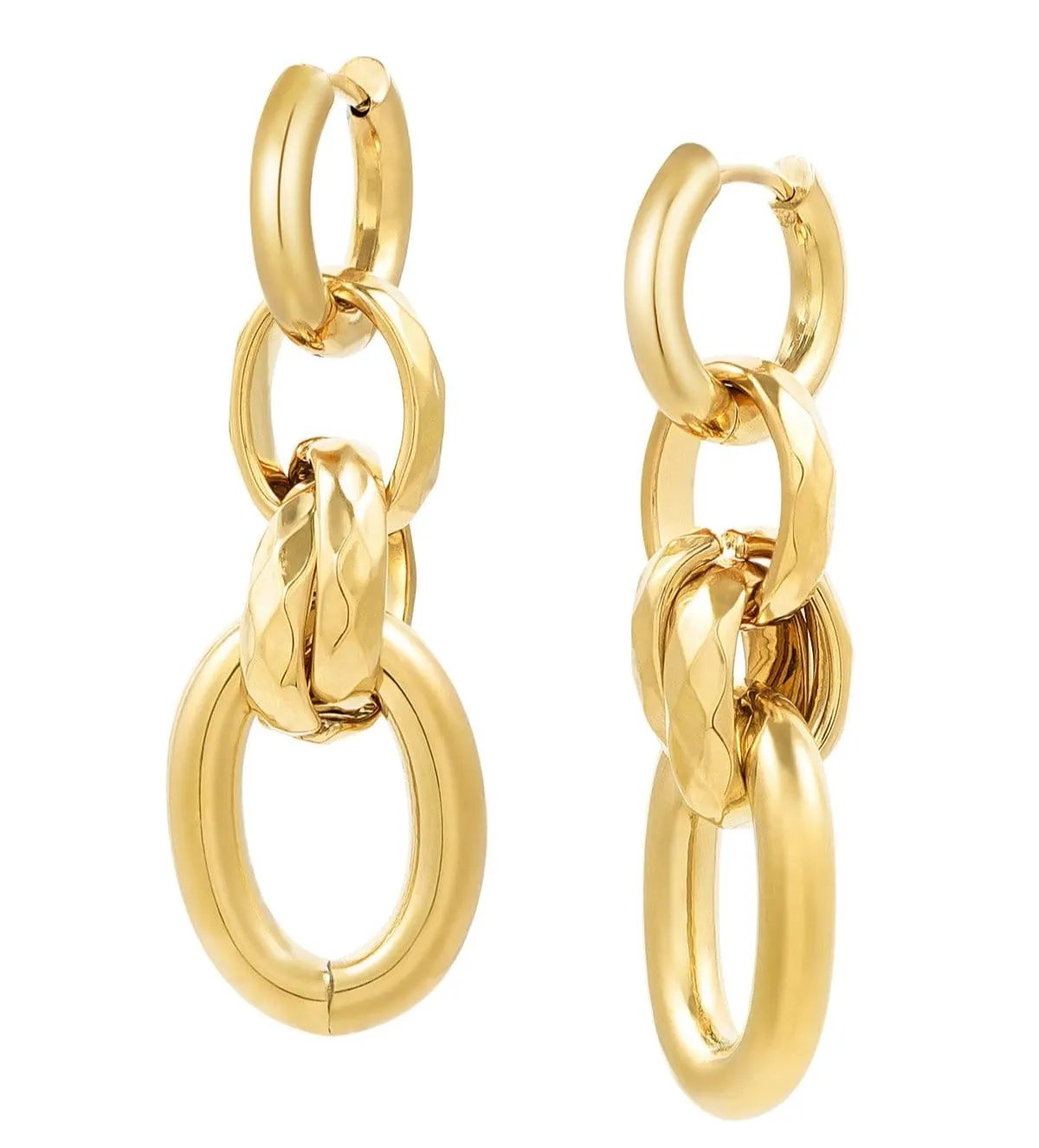 Earrings Chain II - Gold Plated Chain Drop Earrings by La Moda Me