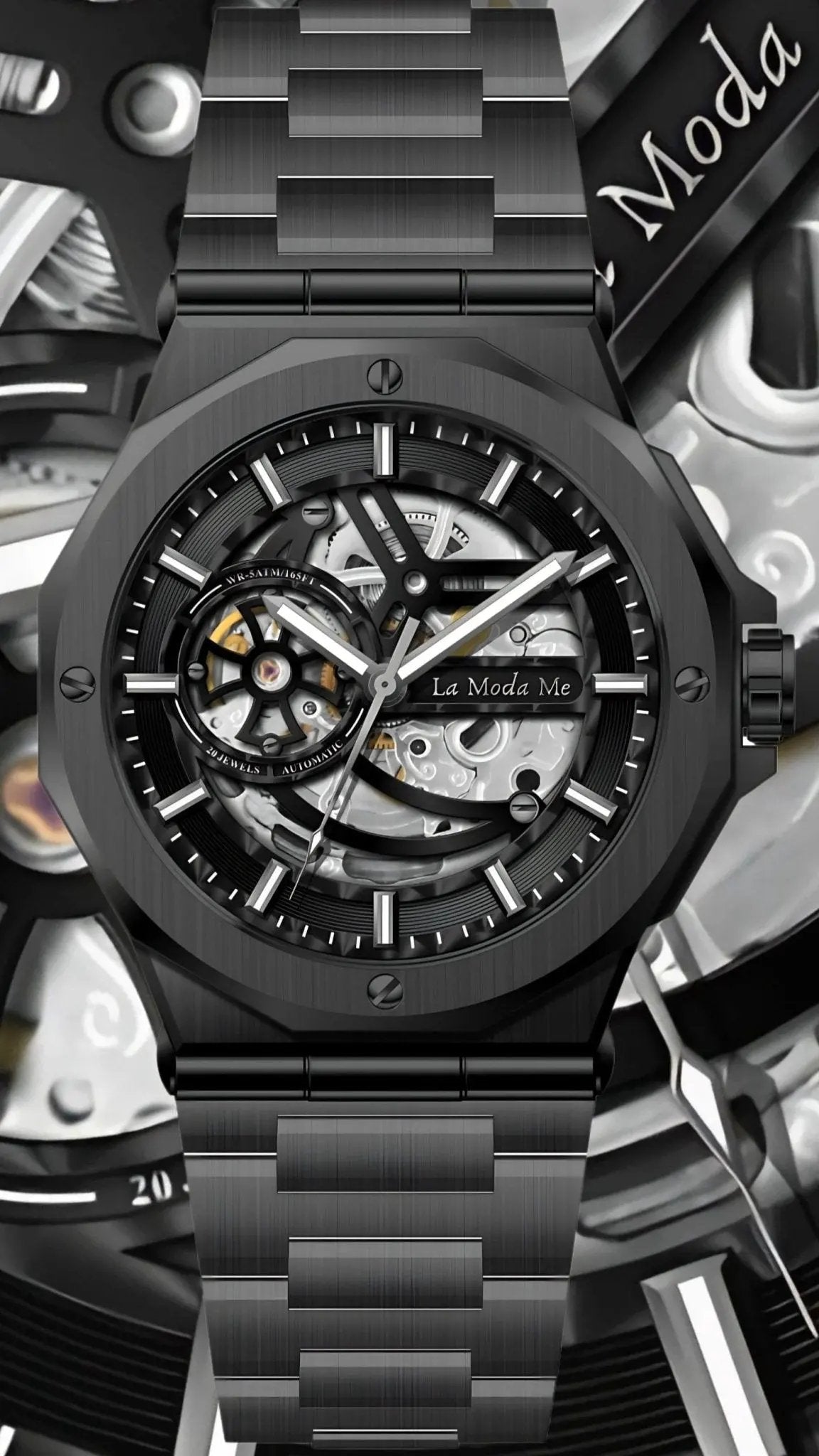 Ayoro Blackcore Skeleton AG8 Watch - Luxury Skeleton Timepiece by La Moda Me