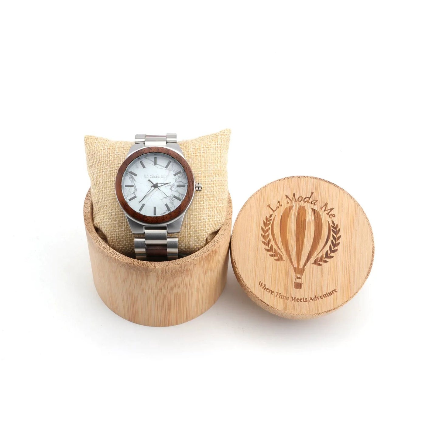 Watch Madira - Eco-Friendly Walnut & Steel Elegant Timepiece by La Moda Me