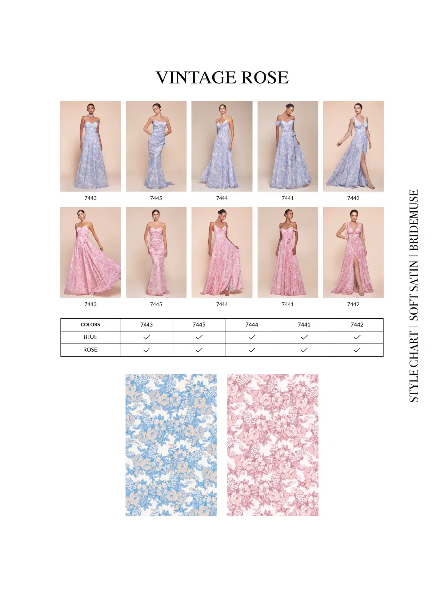 Strapless Floral Printed Soft Satin Dress by Tux-USA