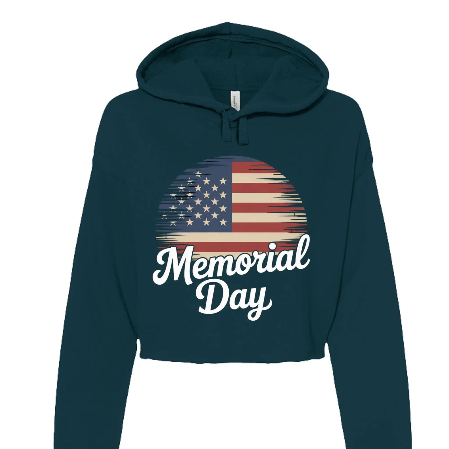 Bella Canvas Womens Cropped Fleece Hoodie - Memorial Day by Inland Leather Co