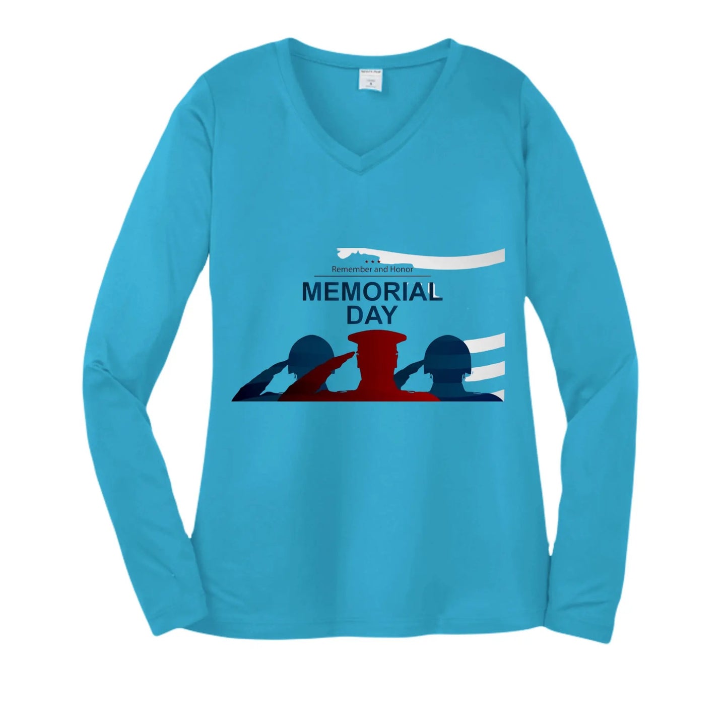 Womens Long Sleeve V-Neck Tee - Memorial Day by Inland Leather Co