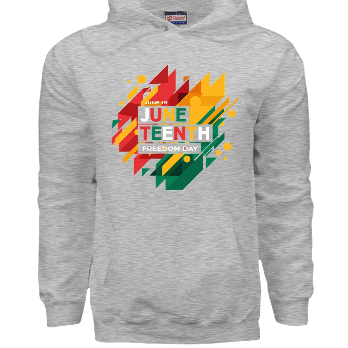 Hanes Mens Cotton Pullover Hood Juneteenth National Independence Day by Inland Leather Co