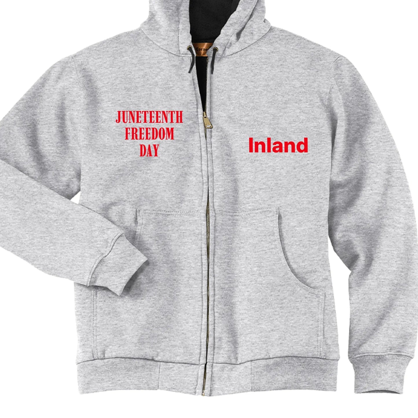 Full-Zip Hooded Sweatshirt With Thermal Lining For Mens JUNETEENTH FREE by Inland Leather Co
