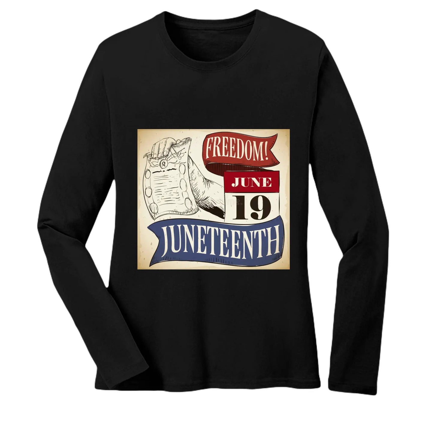 B6500 Ladies' Jersey Long-Sleeve T-Shirt Juneteenth Day by Inland Leather Co