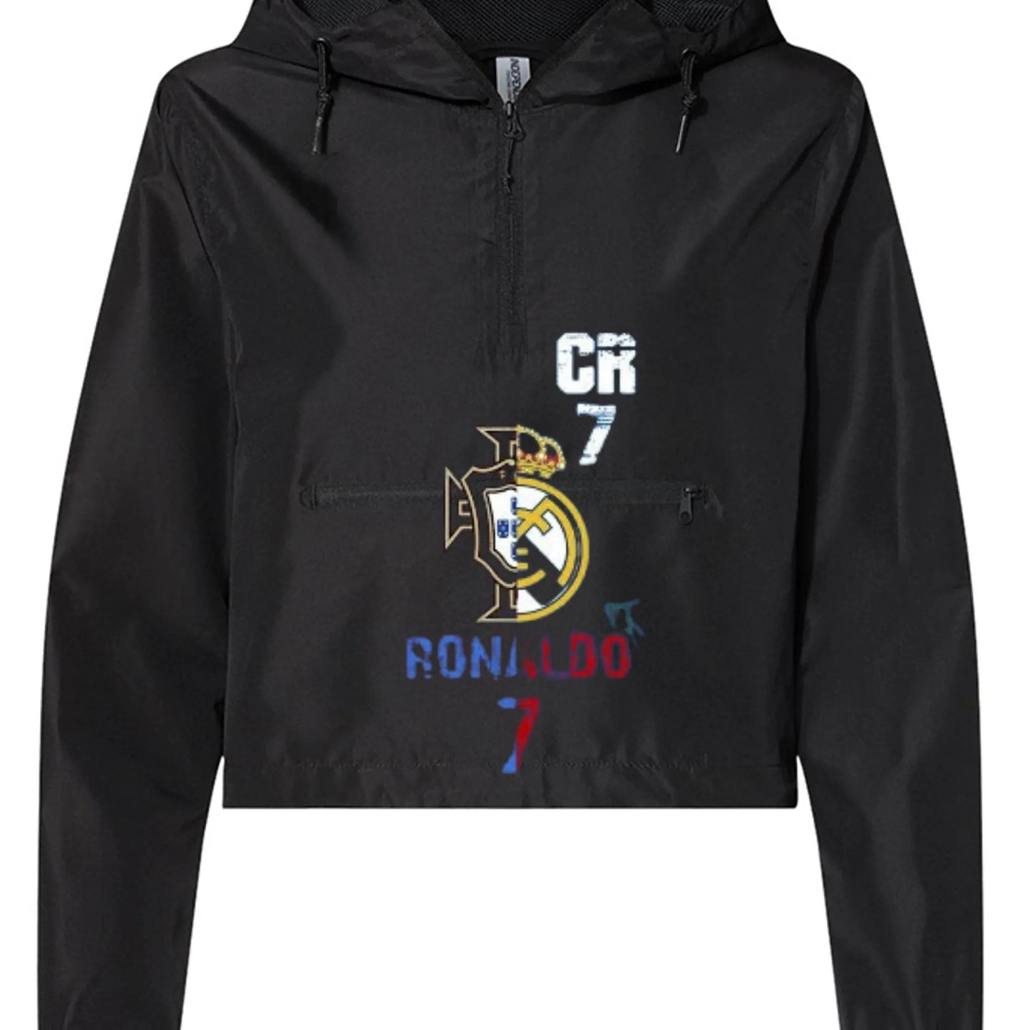 EXP64CRP Women's Pullover Crop Windbreaker Christiano Ronaldo by Inland Leather Co