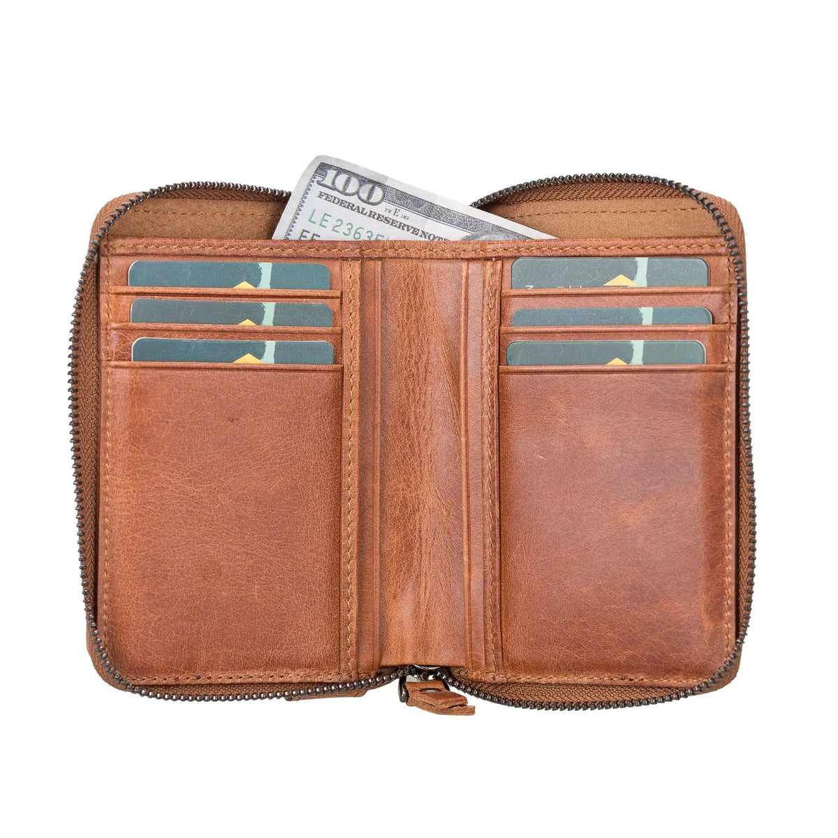 Powell Handmade Unisex Leather Wallet with Zippered Compartment by TORONATA