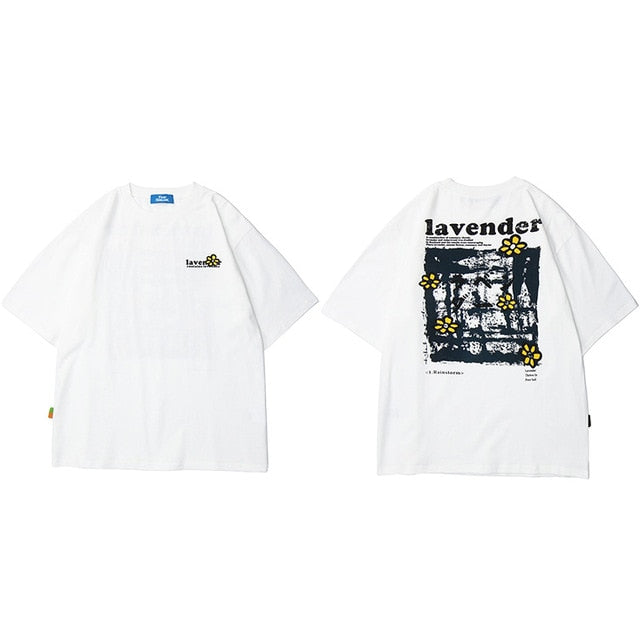 Men Hip Hop T Shirt Streetwear Harajuku Floral T-Shirt-4