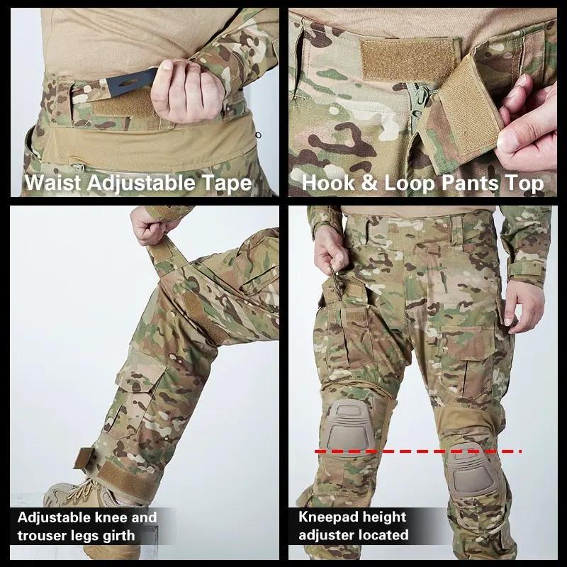Tactical G3 Combat Suit Shirt & Pants Knee Pads Update Ver Camo Airsoft Military Combat Uniform by Vimost Shop
