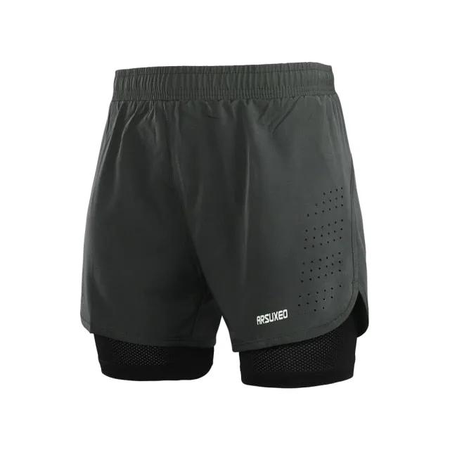 Men Running Shorts Outdoor Sports Training Exercise Jogging Gym Fitness 2 in 1 Shorts with Longer Liner Quick dry by Vimost Shop
