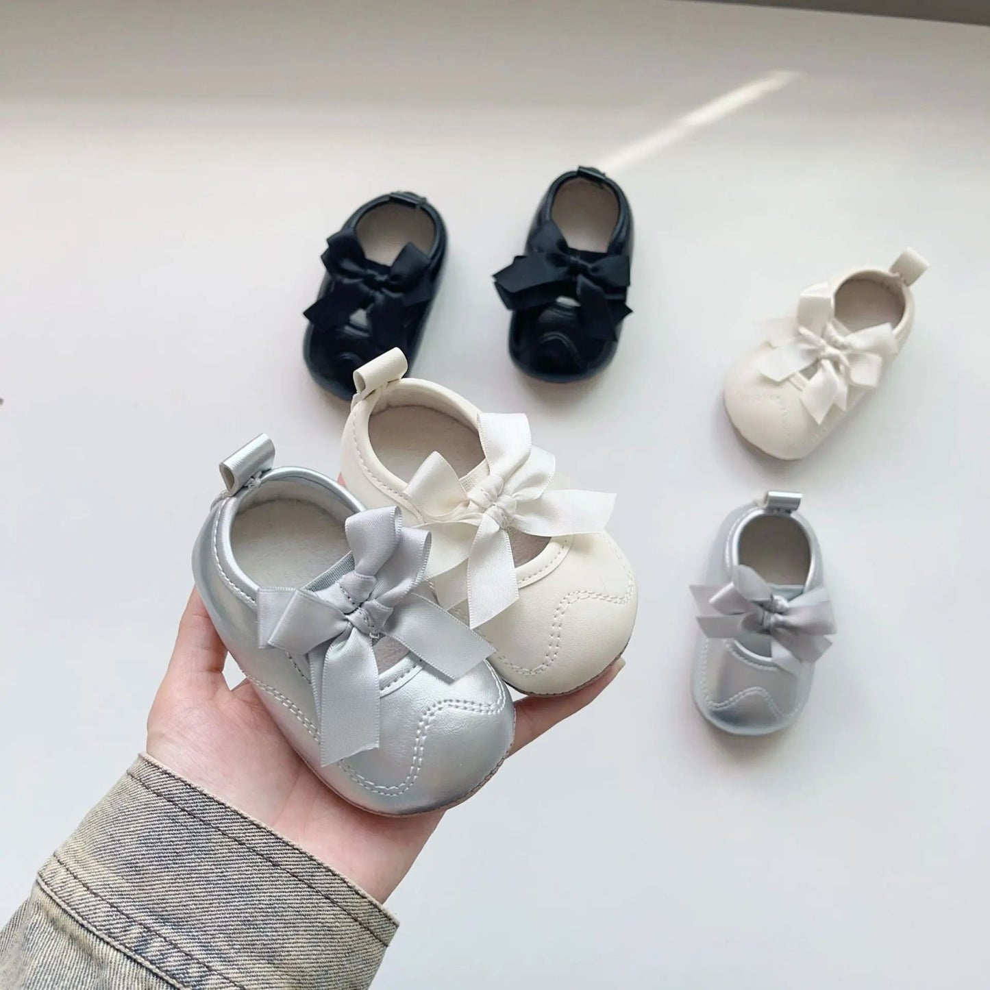 Winter and Autumn Baby Girl Fashion Solid Color Butterfly-bow Decorated Toddler Soft-Sole Anti-slip Walking Shoes by Tux-USA