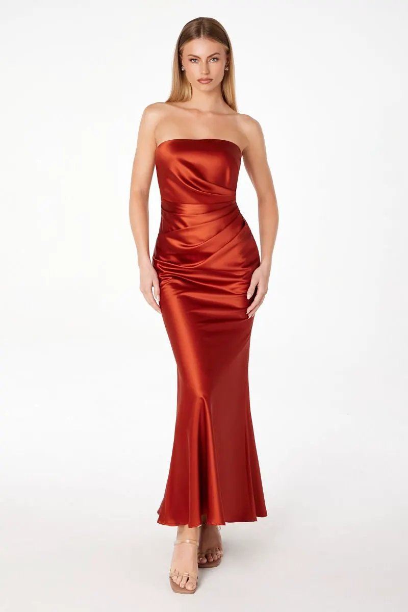 Tux USA Strapless Mermaid Dress Open Back For Bridesmaids Elegant Robin Blue by Tux-USA