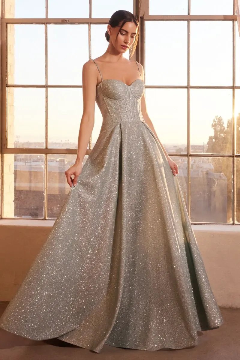 A-Line Dress With Glitter Fabric by Tux-USA