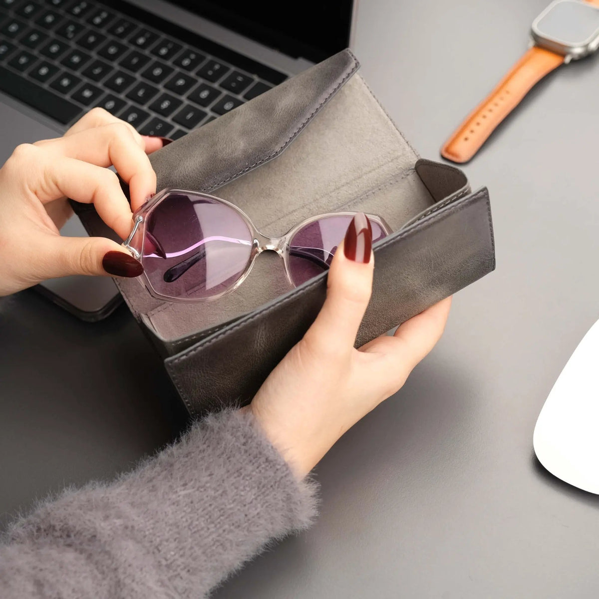 Triangle Leather Glasses Case – Vintage Eyewear Holder by TORONATA