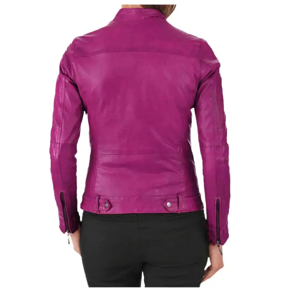 Women's Lambskin Leather Motorcycle Jacket-1