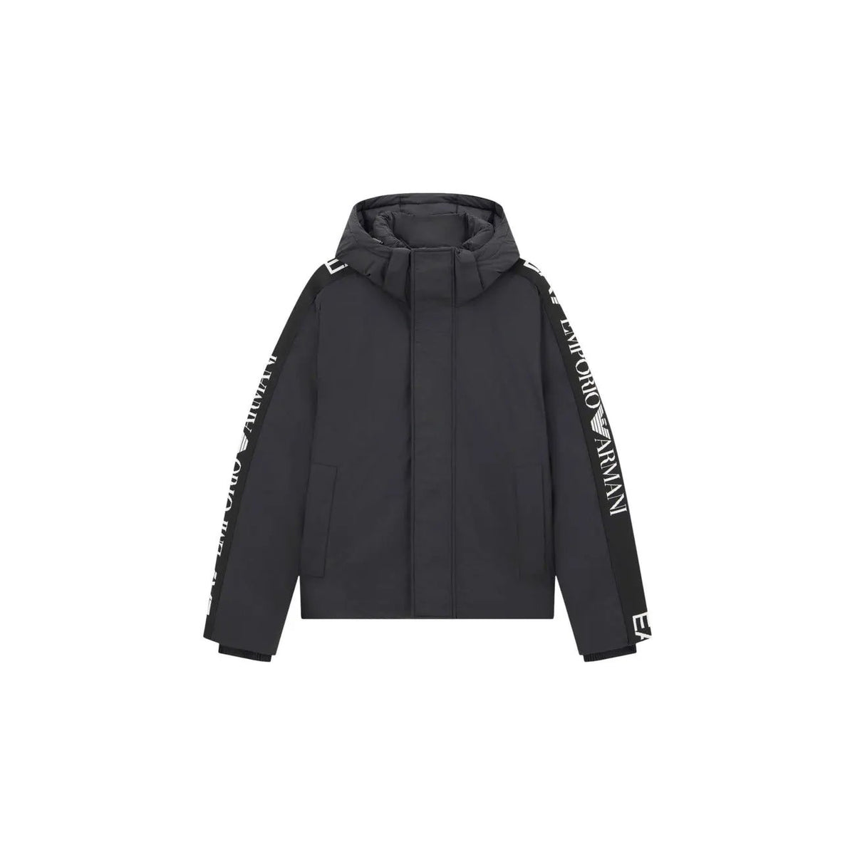 EA7 Men's Black Nylon Hooded Jacket
