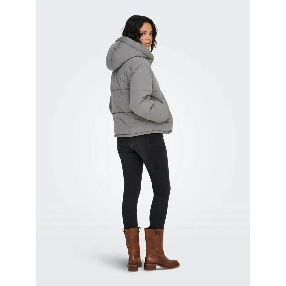 Only Women's Grey Hooded Jacket