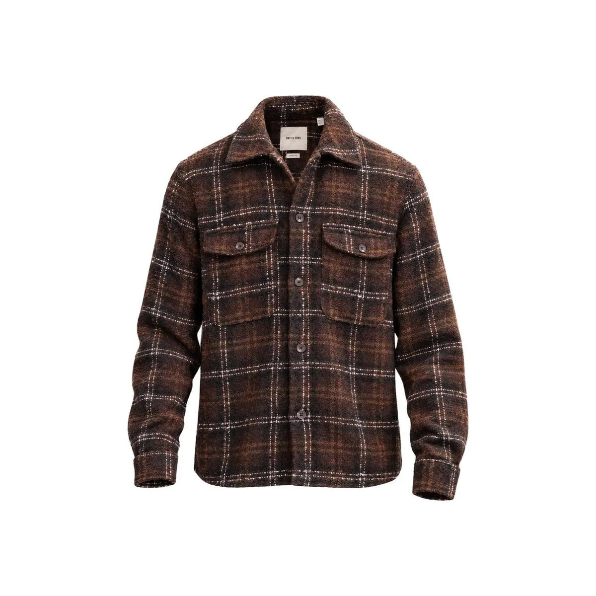 Only & Sons Men's Luigi Brown Boucle Overshirt